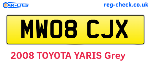MW08CJX are the vehicle registration plates.