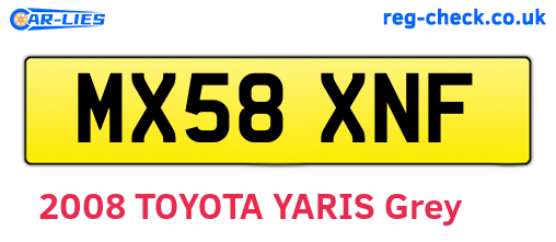 MX58XNF are the vehicle registration plates.