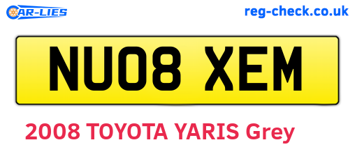 NU08XEM are the vehicle registration plates.