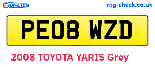 PE08WZD are the vehicle registration plates.