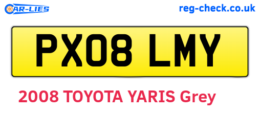 PX08LMY are the vehicle registration plates.