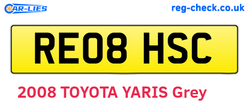 RE08HSC are the vehicle registration plates.