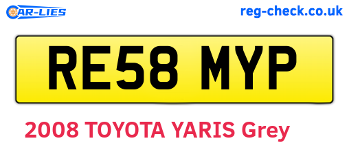 RE58MYP are the vehicle registration plates.