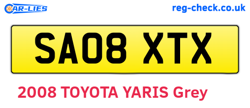 SA08XTX are the vehicle registration plates.