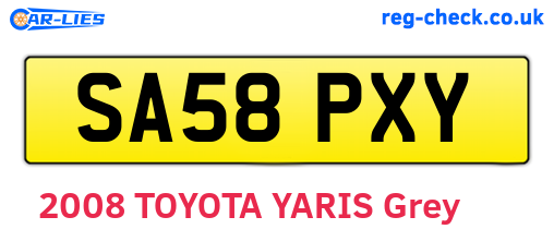 SA58PXY are the vehicle registration plates.