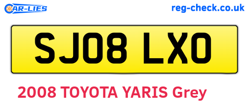 SJ08LXO are the vehicle registration plates.