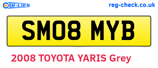 SM08MYB are the vehicle registration plates.
