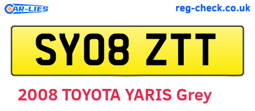 SY08ZTT are the vehicle registration plates.
