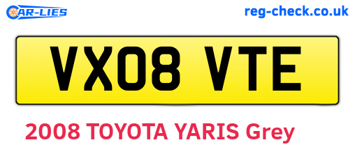 VX08VTE are the vehicle registration plates.