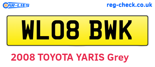 WL08BWK are the vehicle registration plates.
