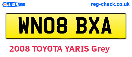 WN08BXA are the vehicle registration plates.