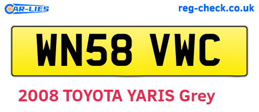 WN58VWC are the vehicle registration plates.