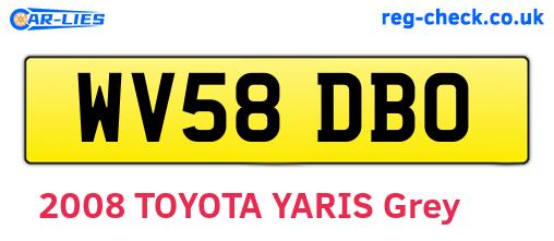 WV58DBO are the vehicle registration plates.