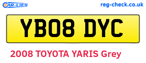 YB08DYC are the vehicle registration plates.