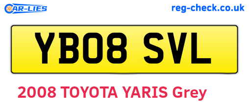 YB08SVL are the vehicle registration plates.