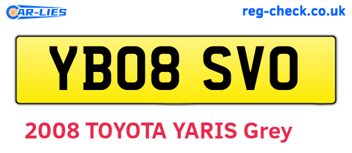 YB08SVO are the vehicle registration plates.