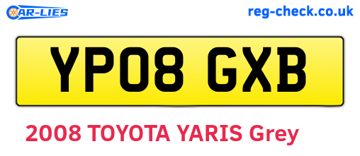 YP08GXB are the vehicle registration plates.
