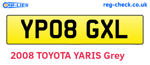 YP08GXL are the vehicle registration plates.