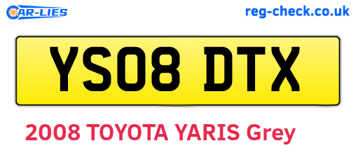 YS08DTX are the vehicle registration plates.