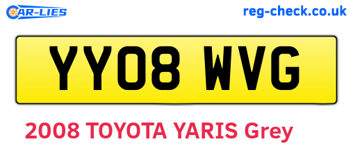 YY08WVG are the vehicle registration plates.