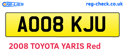 AO08KJU are the vehicle registration plates.