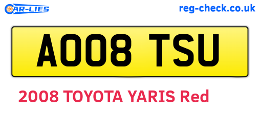 AO08TSU are the vehicle registration plates.