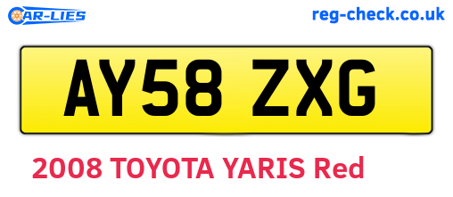 AY58ZXG are the vehicle registration plates.