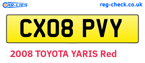 CX08PVY are the vehicle registration plates.