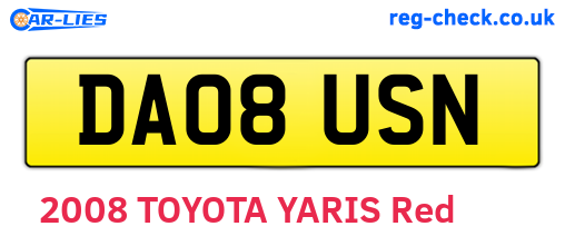 DA08USN are the vehicle registration plates.