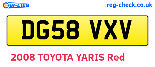 DG58VXV are the vehicle registration plates.