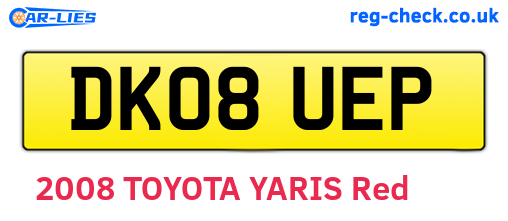 DK08UEP are the vehicle registration plates.