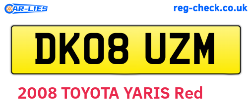 DK08UZM are the vehicle registration plates.