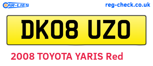 DK08UZO are the vehicle registration plates.