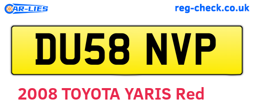 DU58NVP are the vehicle registration plates.