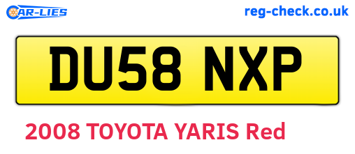 DU58NXP are the vehicle registration plates.