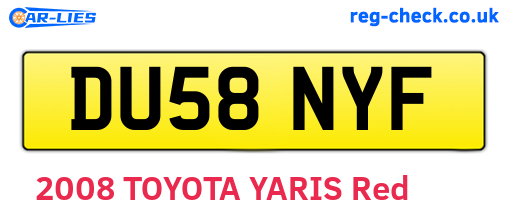 DU58NYF are the vehicle registration plates.