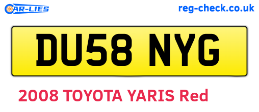 DU58NYG are the vehicle registration plates.