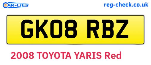 GK08RBZ are the vehicle registration plates.