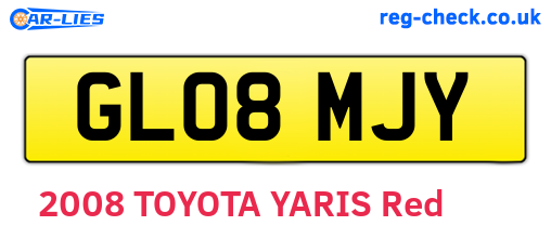 GL08MJY are the vehicle registration plates.