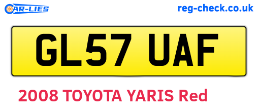 GL57UAF are the vehicle registration plates.
