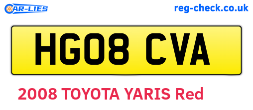 HG08CVA are the vehicle registration plates.