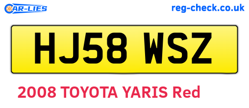 HJ58WSZ are the vehicle registration plates.