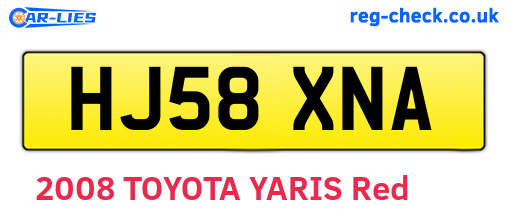 HJ58XNA are the vehicle registration plates.