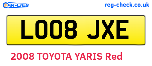 LO08JXE are the vehicle registration plates.