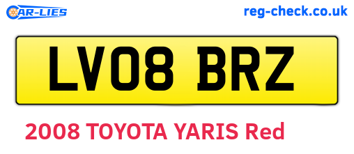 LV08BRZ are the vehicle registration plates.