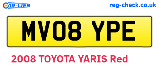 MV08YPE are the vehicle registration plates.