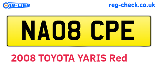 NA08CPE are the vehicle registration plates.