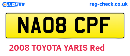 NA08CPF are the vehicle registration plates.
