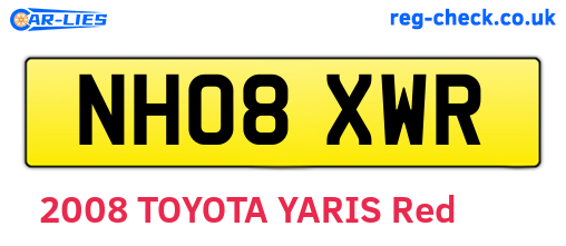 NH08XWR are the vehicle registration plates.