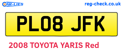 PL08JFK are the vehicle registration plates.